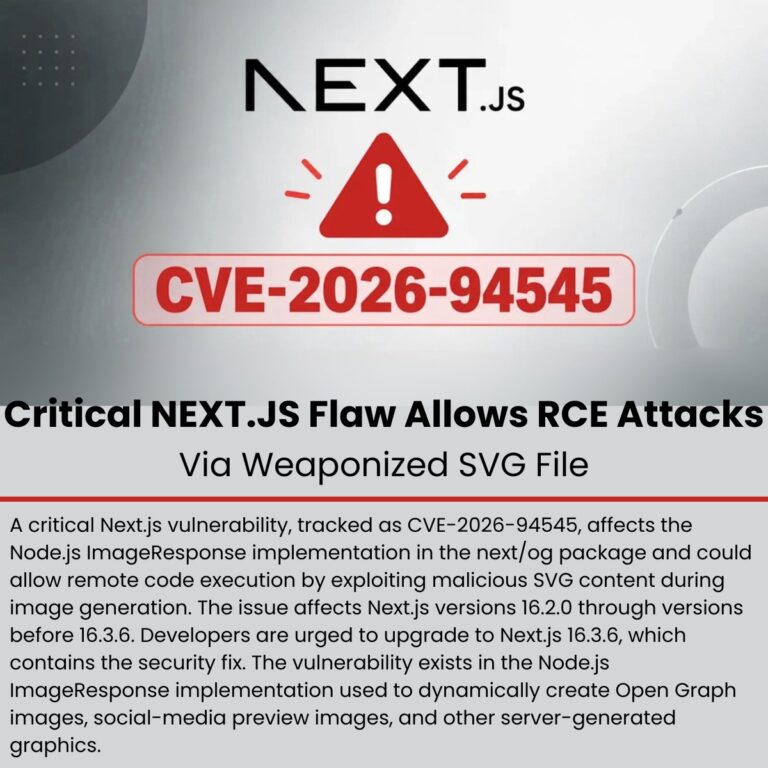 Critical Next.js RCE Flaw CVE 2026 94545: Update to 16.3.6 Now