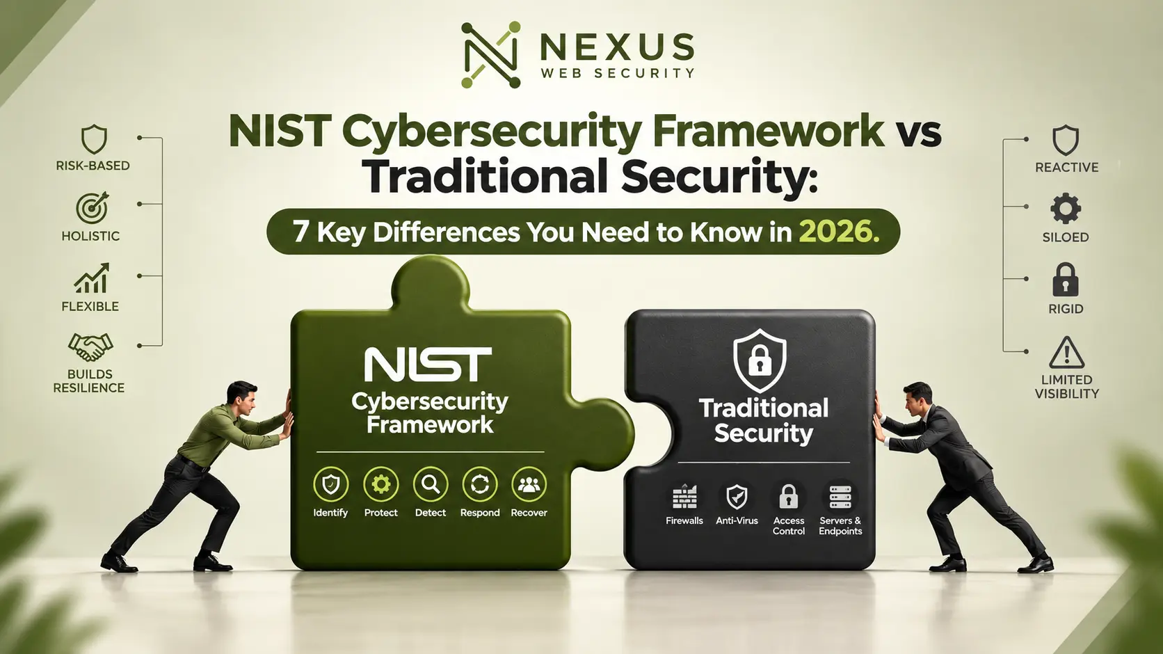 NIST Cybersecurity Framework vs Traditional Security comparison diagram.