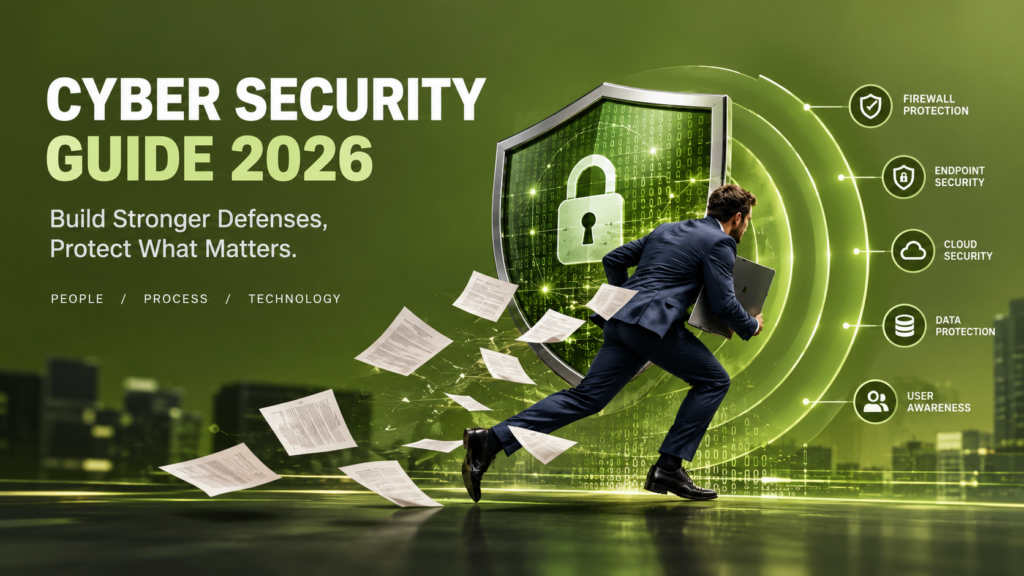 cyber security guide 2026 showing layers of protection around business data