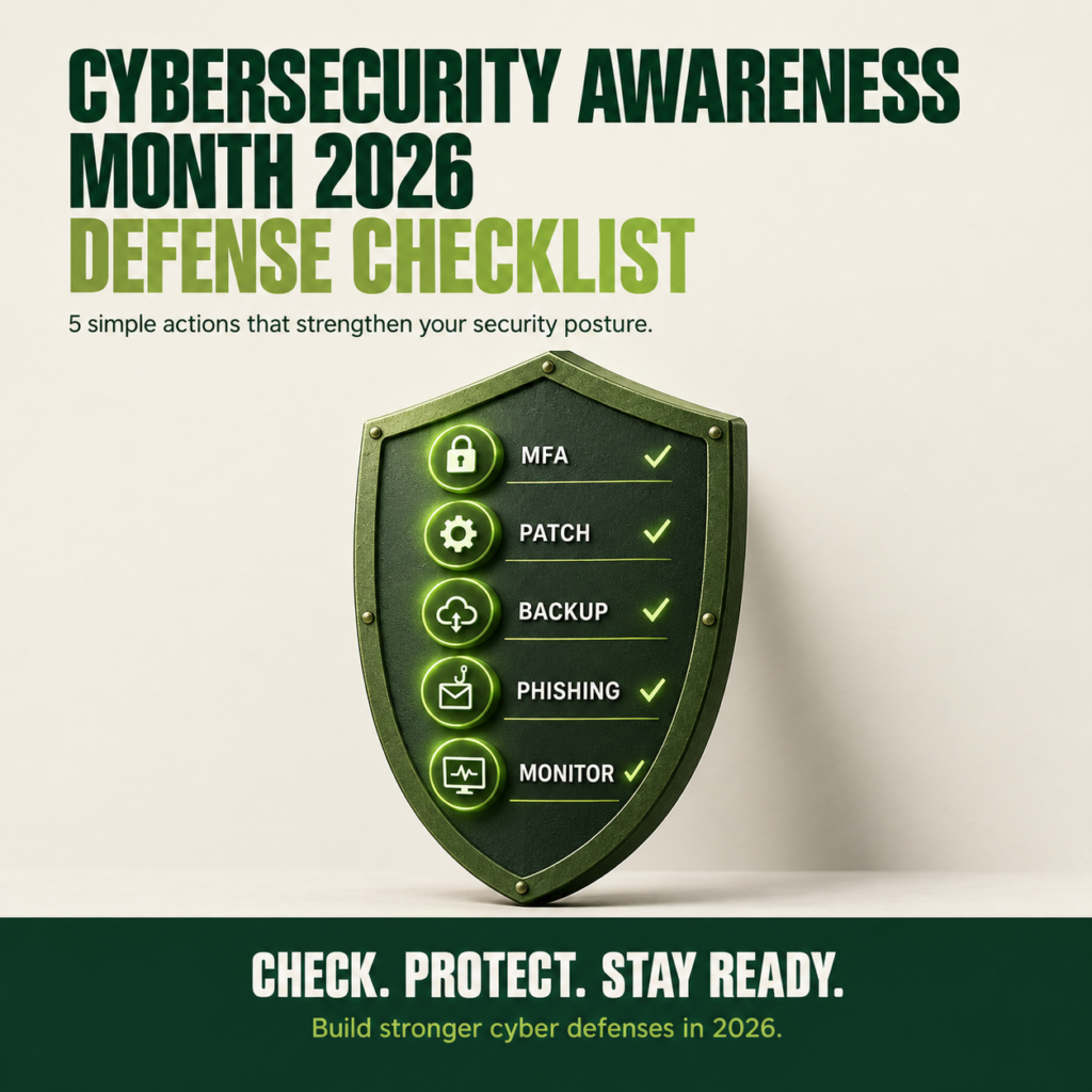 Cybersecurity Awareness Month 2026 defense checklist infographic